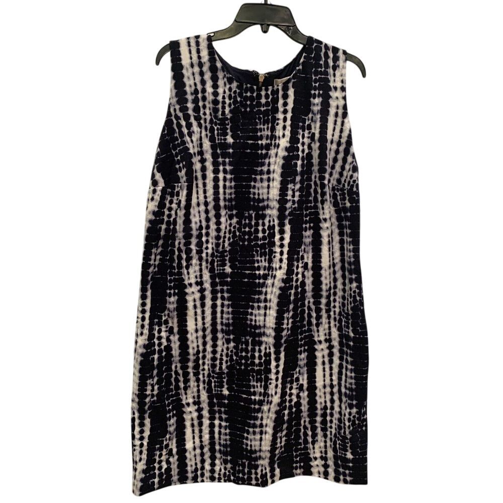 EUC Michael Kors Black Cream Tie‎ Dye Sleeveless Lined Pencil Dress Size 1X